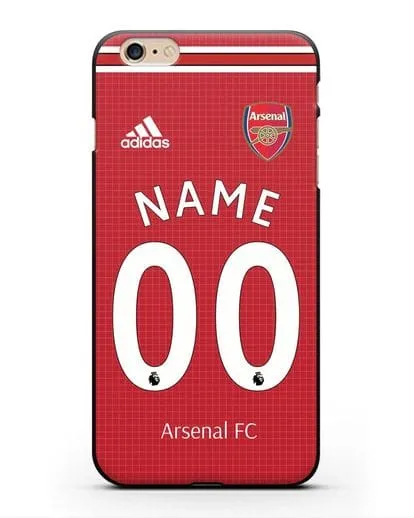 Именной чехол Арсенал с фамилией и номером (сезон 2019-2020) красная форма силиконовый для iPhone 6s Plus