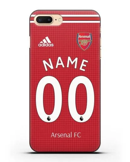 Именной чехол Арсенал с фамилией и номером (сезон 2019-2020) красная форма силиконовый для iPhone 8 Plus