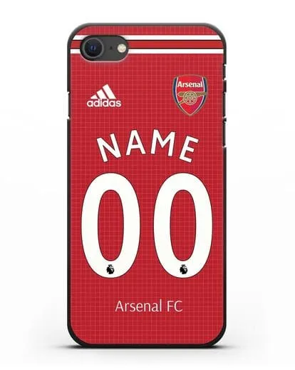 Именной чехол Арсенал с фамилией и номером (сезон 2019-2020) красная форма силиконовый для iPhone SE 2020