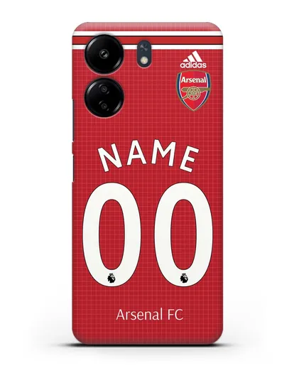 Именной чехол Арсенал с фамилией и номером (сезон 2019-2020) красная форма силиконовый для Xiaomi Poco C65