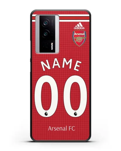 Именной чехол Арсенал с фамилией и номером (сезон 2019-2020) красная форма силиконовый для Xiaomi Poco F5 Pro