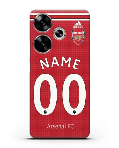 Именной чехол Арсенал с фамилией и номером (сезон 2019-2020) красная форма силиконовый для Xiaomi Poco F6