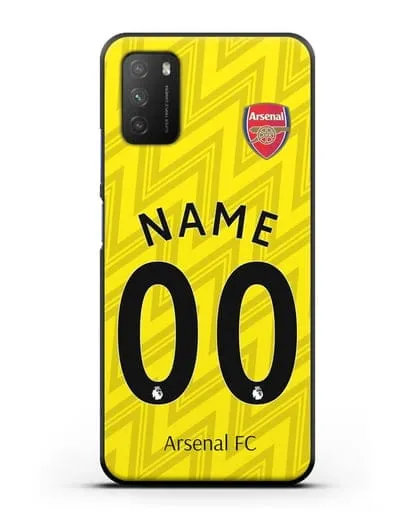 Именной чехол Арсенал с фамилией и номером (сезон 2019-2020) красная форма силиконовый для Xiaomi Poco M3