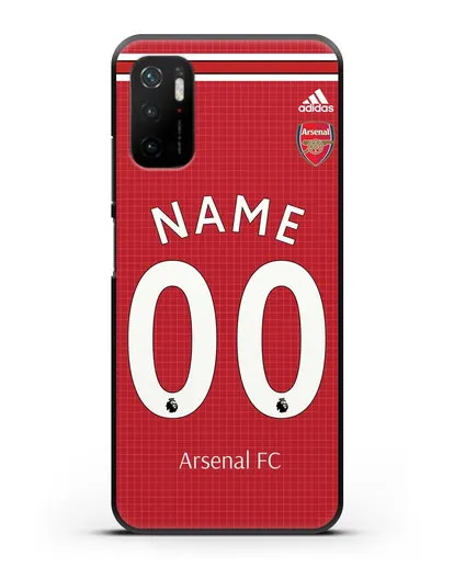 Именной чехол Арсенал с фамилией и номером (сезон 2019-2020) красная форма силиконовый для Xiaomi Poco M3 Pro