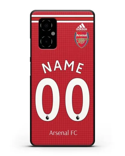 Именной чехол Арсенал с фамилией и номером (сезон 2019-2020) красная форма силиконовый для Xiaomi Poco M4 5G