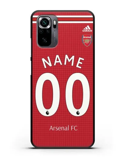 Именной чехол Арсенал с фамилией и номером (сезон 2019-2020) красная форма силиконовый для Xiaomi Poco M5s