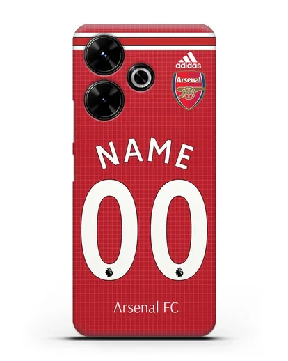 Именной чехол Арсенал с фамилией и номером (сезон 2019-2020) красная форма силиконовый для Xiaomi Poco M6