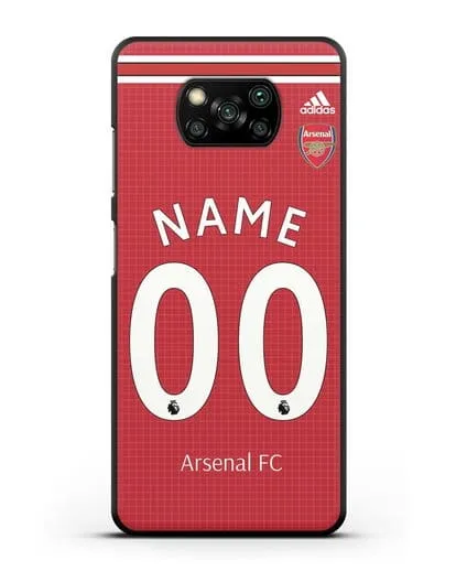 Именной чехол Арсенал с фамилией и номером (сезон 2019-2020) красная форма силиконовый для Xiaomi Poco X3