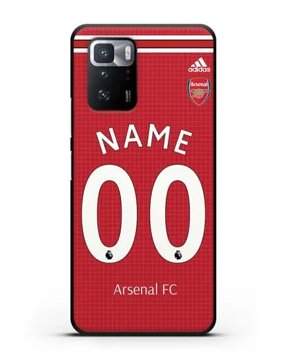 Именной чехол Арсенал с фамилией и номером (сезон 2019-2020) красная форма силиконовый для Xiaomi Poco X3 GT