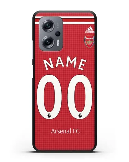 Именной чехол Арсенал с фамилией и номером (сезон 2019-2020) красная форма силиконовый для Xiaomi Poco X4 GT