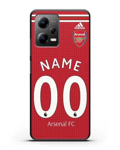 Именной чехол Арсенал с фамилией и номером (сезон 2019-2020) красная форма силиконовый для Xiaomi Poco X5