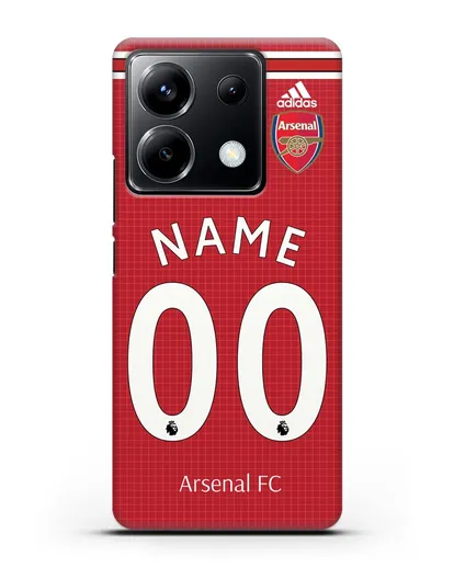 Именной чехол Арсенал с фамилией и номером (сезон 2019-2020) красная форма силиконовый для Xiaomi Poco X6