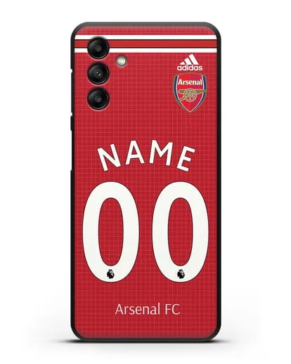 Именной чехол Арсенал с фамилией и номером (сезон 2019-2020) красная форма силиконовый для Samsung Galaxy A04s [SM-A047]