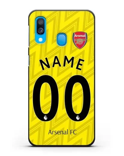Именной чехол Арсенал с фамилией и номером (сезон 2019-2020) красная форма силиконовый для Samsung Galaxy A40 [SM-A405F]