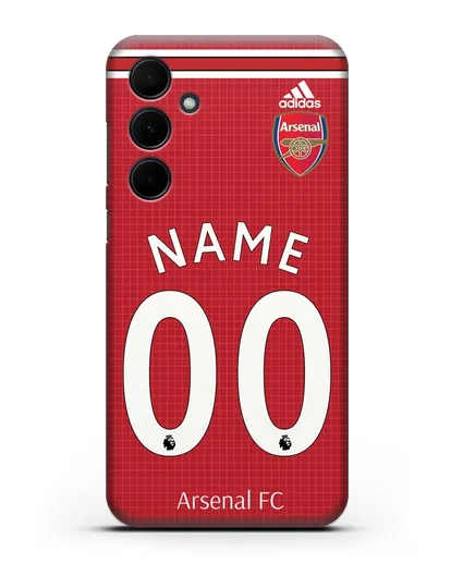 Именной чехол Арсенал с фамилией и номером (сезон 2019-2020) красная форма силиконовый для Samsung Galaxy A55 [SM-A556]