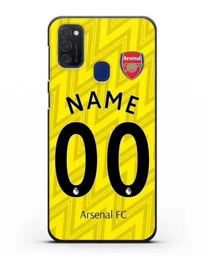 Именной чехол Арсенал с фамилией и номером (сезон 2019-2020) красная форма силиконовый для Samsung Galaxy M21 [SM-M215F]