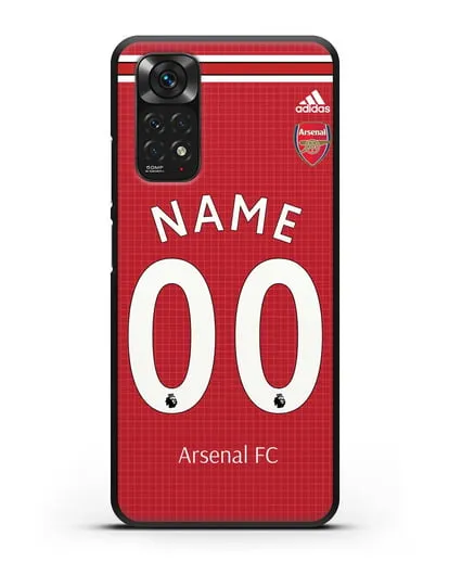 Именной чехол Арсенал с фамилией и номером (сезон 2019-2020) красная форма силиконовый для Xiaomi Redmi Note 11
