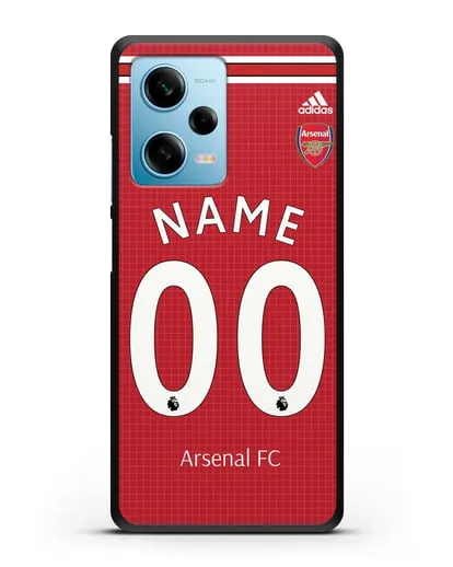 Именной чехол Арсенал с фамилией и номером (сезон 2019-2020) красная форма силиконовый для Xiaomi Redmi Note 12 5G