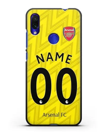 Именной чехол Арсенал с фамилией и номером (сезон 2019-2020) красная форма силиконовый для Xiaomi Redmi Note 7