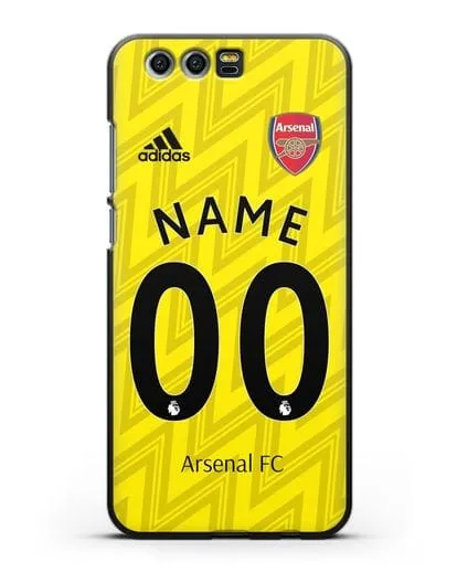 Именной чехол Арсенал с фамилией и номером (сезон 2019-2020) желтая форма силиконовый для Honor 9