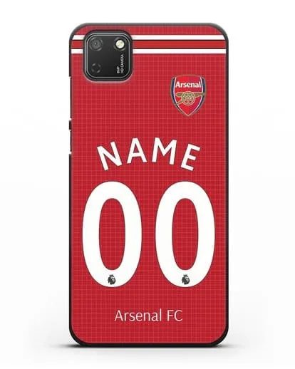 Именной чехол Арсенал с фамилией и номером (сезон 2019-2020) желтая форма силиконовый для Honor 9S