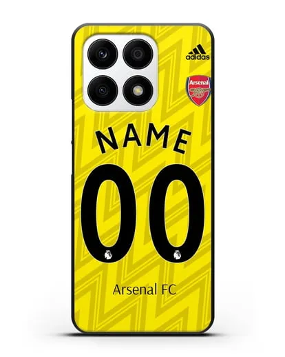 Именной чехол Арсенал с фамилией и номером (сезон 2019-2020) желтая форма силиконовый для Honor X8a