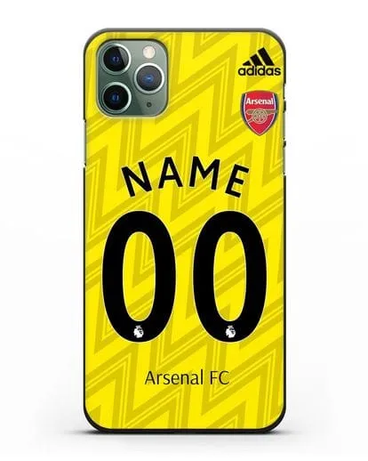 Именной чехол Арсенал с фамилией и номером (сезон 2019-2020) желтая форма силиконовый для iPhone 11 Pro Max