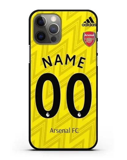 Именной чехол Арсенал с фамилией и номером (сезон 2019-2020) желтая форма силиконовый для iPhone 12 Pro