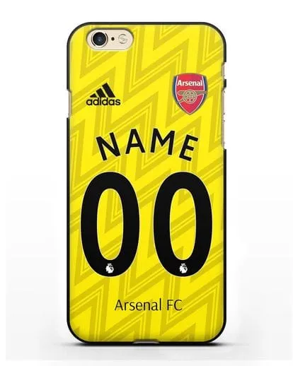Именной чехол Арсенал с фамилией и номером (сезон 2019-2020) желтая форма силиконовый для iPhone 6