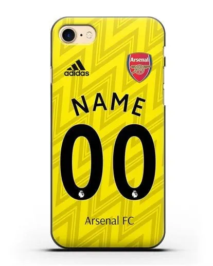 Именной чехол Арсенал с фамилией и номером (сезон 2019-2020) желтая форма силиконовый для iPhone 7