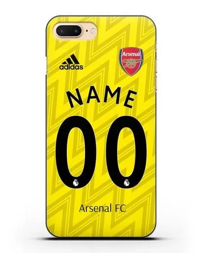 Именной чехол Арсенал с фамилией и номером (сезон 2019-2020) желтая форма силиконовый для iPhone 7 Plus