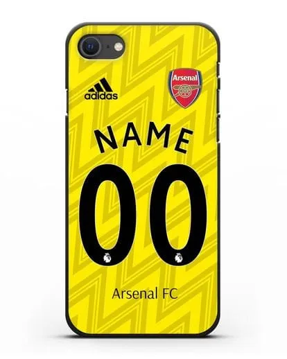 Именной чехол Арсенал с фамилией и номером (сезон 2019-2020) желтая форма силиконовый для iPhone SE 2020