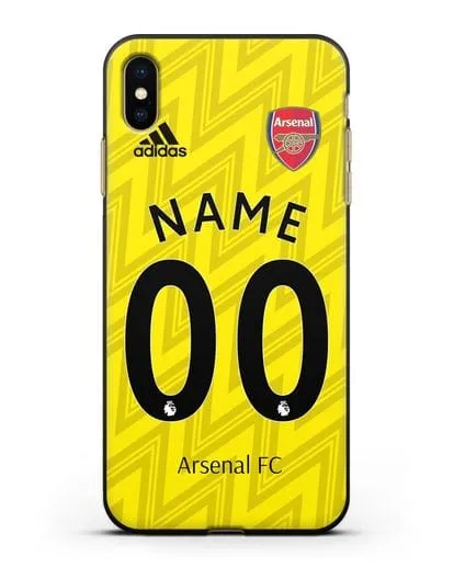 Именной чехол Арсенал с фамилией и номером (сезон 2019-2020) желтая форма силиконовый для iPhone XS Max