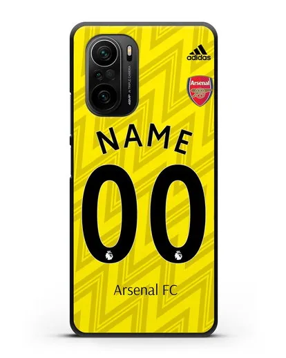 Именной чехол Арсенал с фамилией и номером (сезон 2019-2020) желтая форма силиконовый для Xiaomi Poco F3