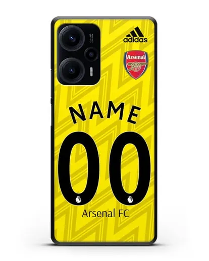 Именной чехол Арсенал с фамилией и номером (сезон 2019-2020) желтая форма силиконовый для Xiaomi Poco F5