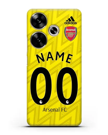Именной чехол Арсенал с фамилией и номером (сезон 2019-2020) желтая форма силиконовый для Xiaomi Poco F6