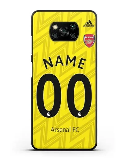 Именной чехол Арсенал с фамилией и номером (сезон 2019-2020) желтая форма силиконовый для Xiaomi Poco X3
