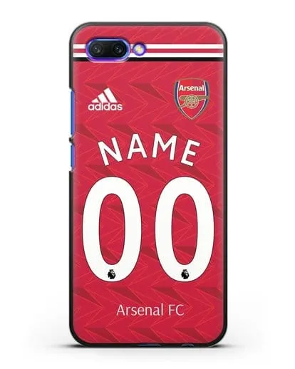 Именной чехол ФК Арсенал с фамилией и номером (сезон 2020-2021) домашняя форма силиконовый для Honor 10