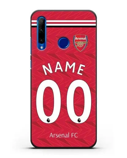 Именной чехол ФК Арсенал с фамилией и номером (сезон 2020-2021) домашняя форма силиконовый для Honor 10i