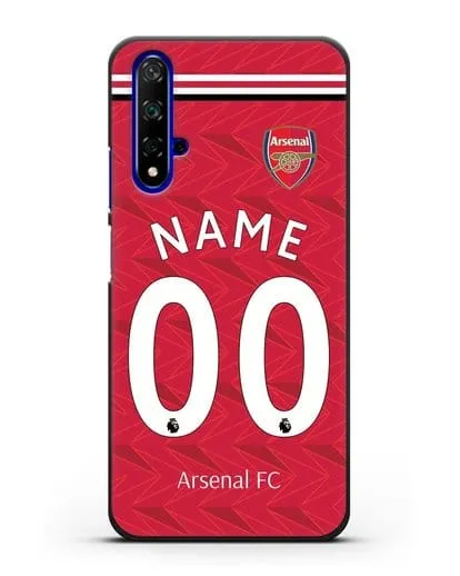 Именной чехол ФК Арсенал с фамилией и номером (сезон 2020-2021) домашняя форма силиконовый для Honor 20