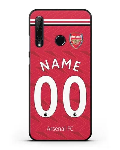 Именной чехол ФК Арсенал с фамилией и номером (сезон 2020-2021) домашняя форма силиконовый для Honor 20e