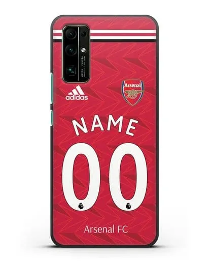 Именной чехол ФК Арсенал с фамилией и номером (сезон 2020-2021) домашняя форма силиконовый для Honor 30