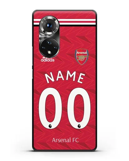 Именной чехол ФК Арсенал с фамилией и номером (сезон 2020-2021) домашняя форма силиконовый для Honor 50