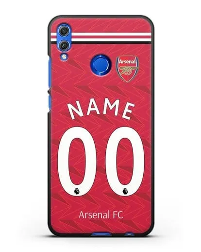Именной чехол ФК Арсенал с фамилией и номером (сезон 2020-2021) домашняя форма силиконовый для Honor 8X