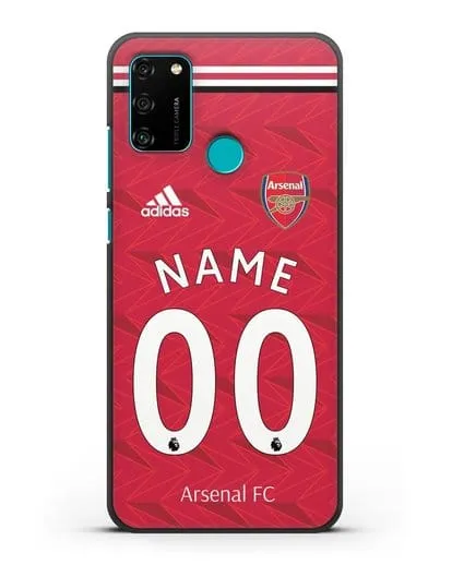 Именной чехол ФК Арсенал с фамилией и номером (сезон 2020-2021) домашняя форма силиконовый для Honor 9A