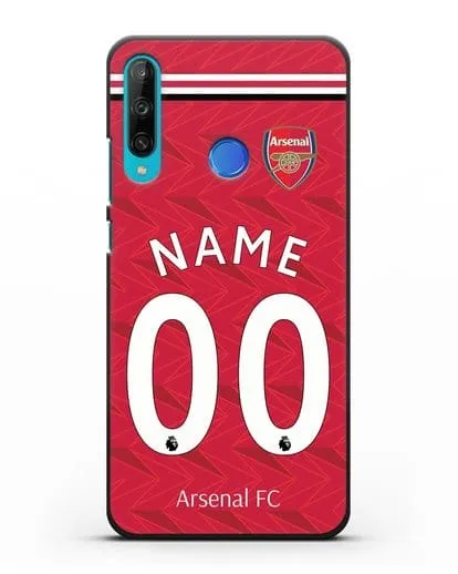 Именной чехол ФК Арсенал с фамилией и номером (сезон 2020-2021) домашняя форма силиконовый для Honor 9C