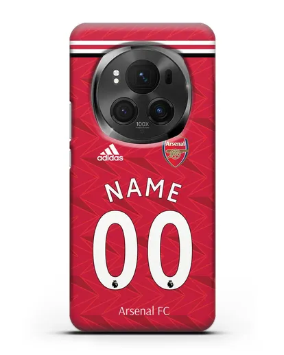 Именной чехол ФК Арсенал с фамилией и номером (сезон 2020-2021) домашняя форма силиконовый для Honor Magic 6 Pro