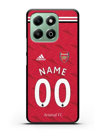 Именной чехол ФК Арсенал с фамилией и номером (сезон 2020-2021) домашняя форма силиконовый для Honor X6b