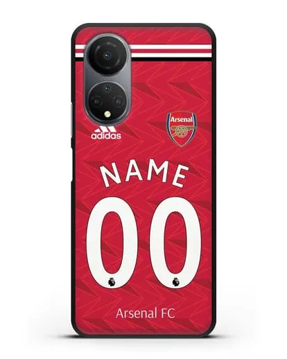 Именной чехол ФК Арсенал с фамилией и номером (сезон 2020-2021) домашняя форма силиконовый для Honor X7