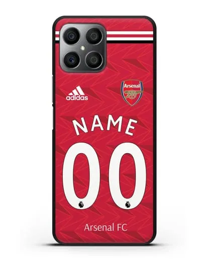 Именной чехол ФК Арсенал с фамилией и номером (сезон 2020-2021) домашняя форма силиконовый для Honor X8